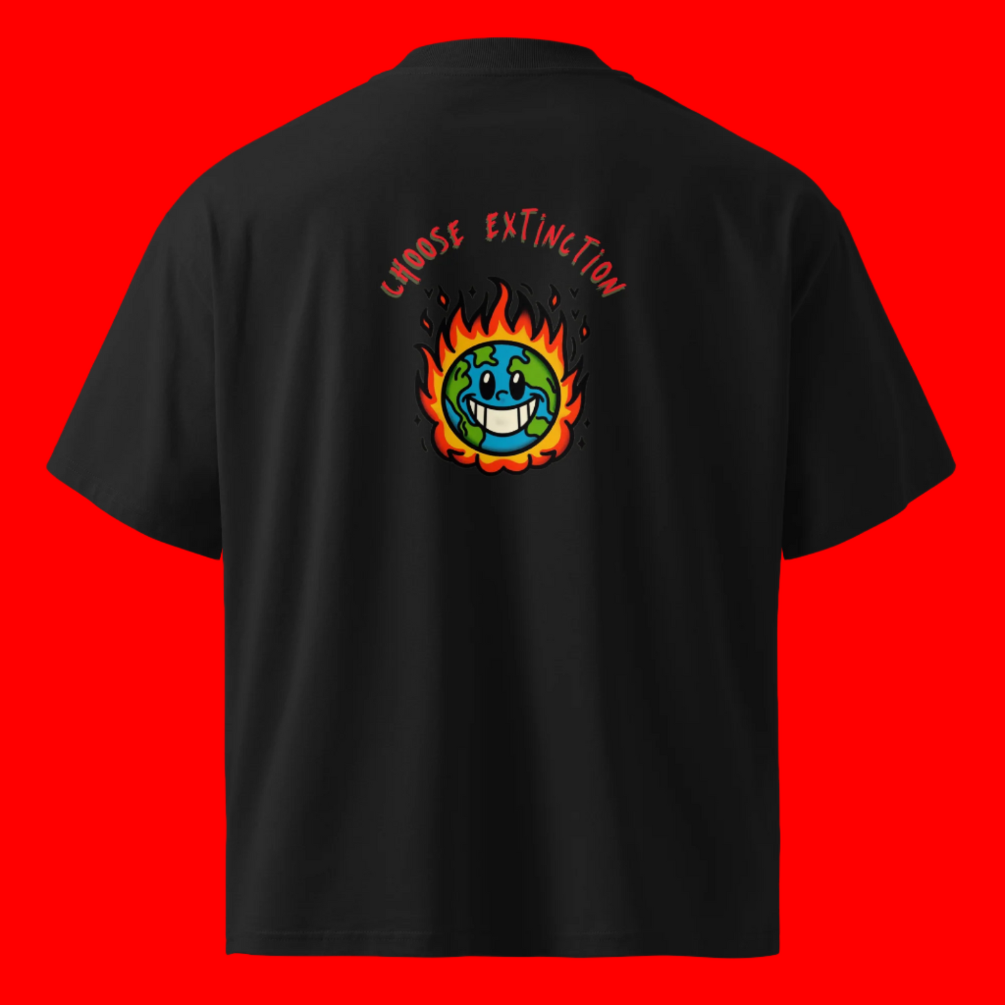Choose extinction oversized high neck T made with Organic Cotton