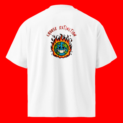 Choose extinction oversized high neck T made with Organic Cotton